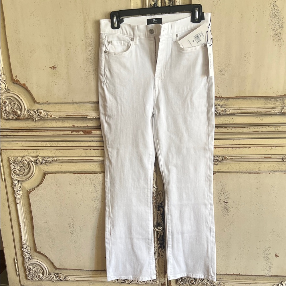 7 For All Mankind White Straight-Leg Jeans